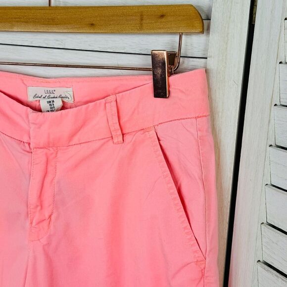 H&M Twill Cuffed Chino Bermuda Shorts Neon Coral Size 6 Stretch - Picture 3 of 12